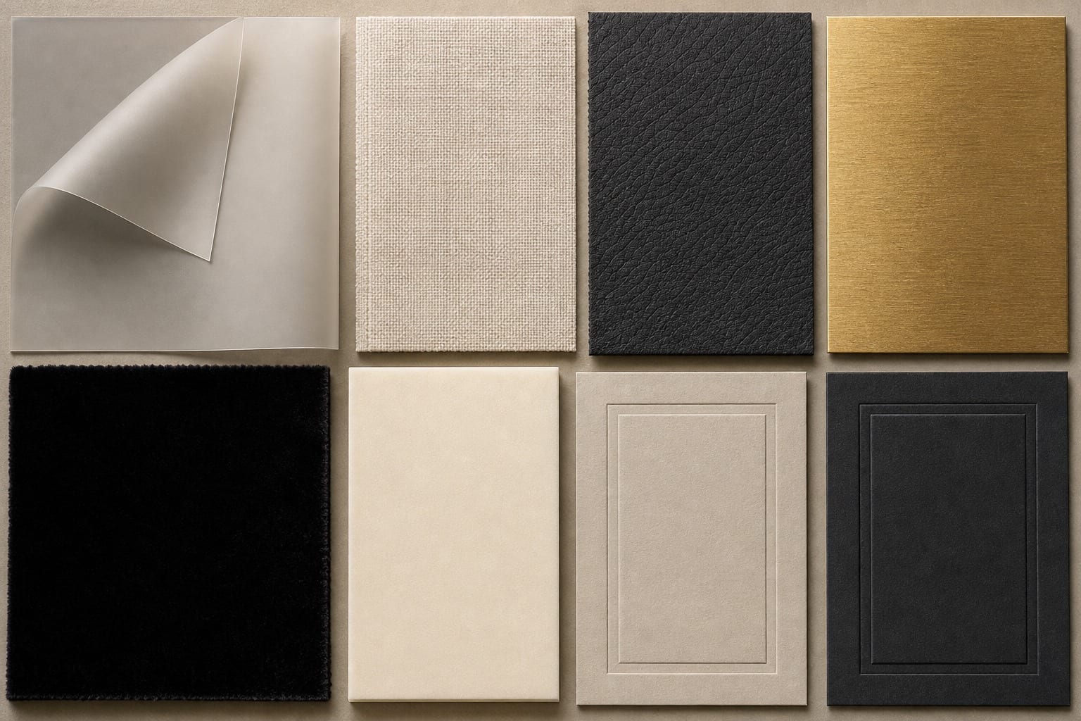 Packaging material sample and swatch kit