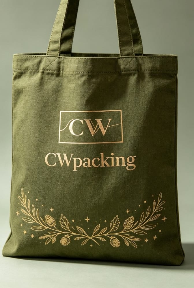 Thanksgiving Canvas Tote Bag — Olive — gold acorn wreath